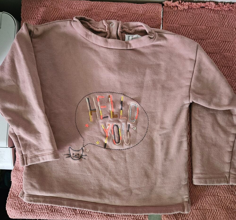 Bonheur du Jour Paris Girls embroidered “Hello You” Sweatshirt 4Y